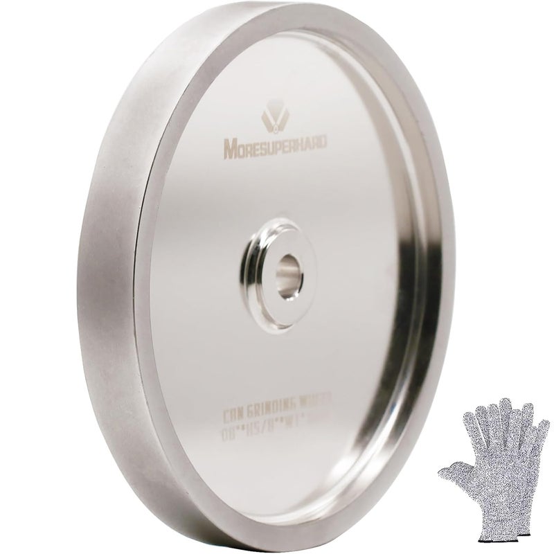 moresuperhard CBN Grinding Wheel 8 inch 600 Grit,1" Wide,5/8" Arbor,Suitable for All Kinds of 8 inch Bench Grinders,for Sharpening High Speed Steel Tools Woodturning Tools(600 Grit) - Image 1